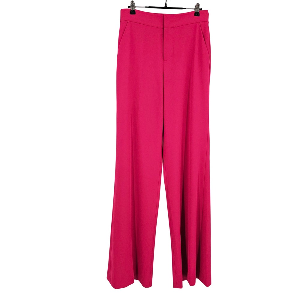 Alice + Olivia Wide Leg Pants Hot Pink High Rise Caree Business Trousers Size 4